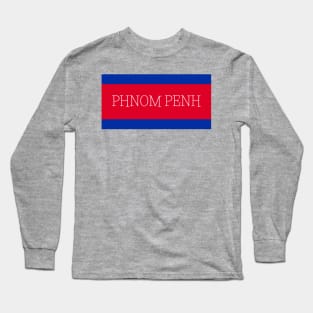 Phnom Penh City in Cambodian Flag Colors Long Sleeve T-Shirt